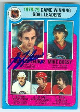 212158 Montreal Canadiens Flames 1979 Topps No. 7 Guy Lafleur & Jean Pronovost ed Hockey Card -  Autograph