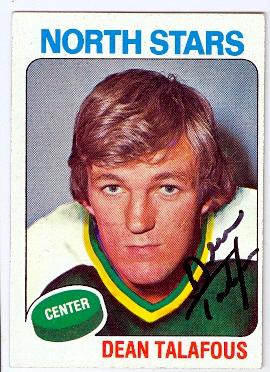 212245 Minnesota North Stars 1975 Topps No. 197 Dean Talafous ed Hockey Card -  Autograph