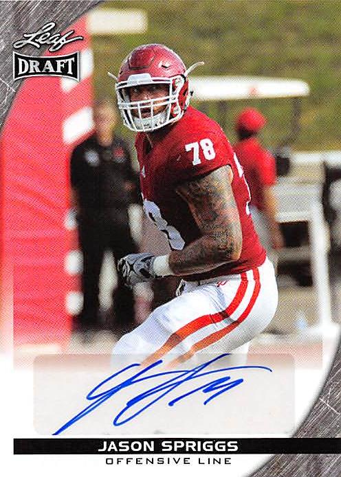 222729 Indiana Hoosiers- Green Bay Packers 2016 Leaf Draft No. A-Js2 Rookie Jason Spriggs ed Football Card