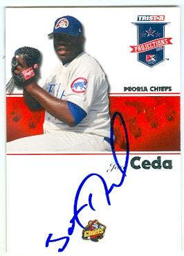 223117 Chicago Cubs Peoria Chiefs 2008 Tri Star No. 22 Minor League Jose Ceda ed Baseball Card -  Autograph
