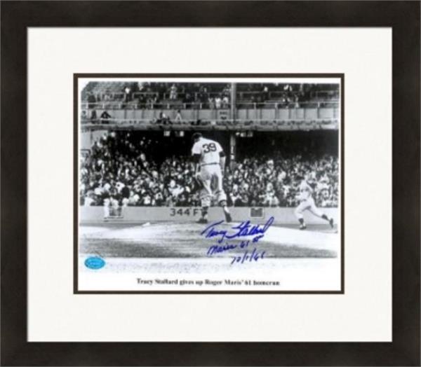 Boston Red Sox Cf Roger Maris 61st Home Run Matted & Framed Tracy Stallard ed 8 x 10 in. Photo