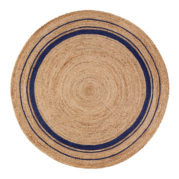 Picture of Anji Mountain AMB0363-060R 6 ft. Round Kerala Midnite Jute Hand Braided Rug - Tan&#44; Gold & Blue