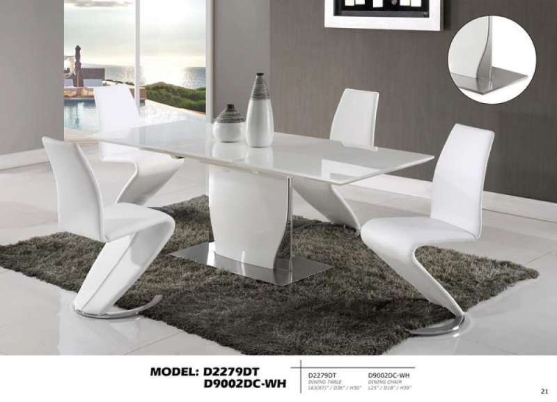 D2279DT High Gloss Dining Table, White - 30 x 36 in -  Global Furniture USA