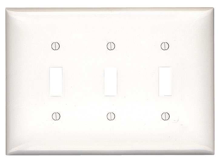 Leviton 80511-I 3 Gang Toggle Wallplate Midsize Switch, Ivory