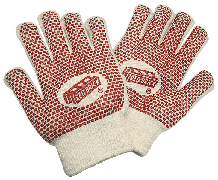 Red Brick Terrycloth Work Gloves, 9460K, Large, Nitrile Blocks, Cut A3/Contact Heat 5 Palm, 12PK