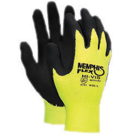 Gray Shell Blue Foam Latex Hi-Vis Gloves - Large