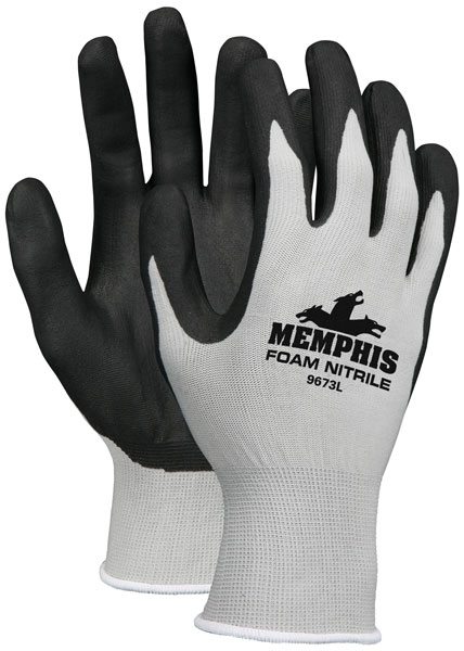 MCR  Foam Nitrile Dipped Palm Glove - Gray & Black - Small