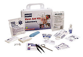 Picture of North Safety 068-020956 White Plastic Wall Mount 25 Person Unitized Laboratory First Aid Kit