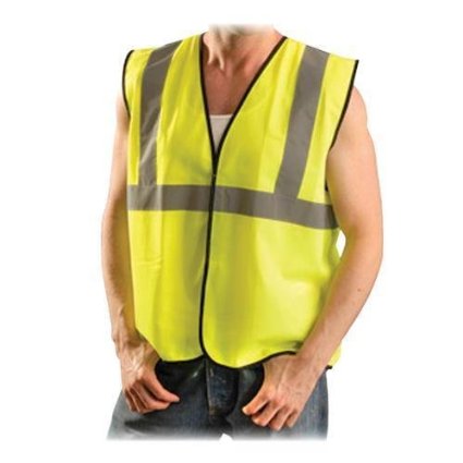 High Visibility Value Safety Vest, Std, Class 2 Type R, Polyester Solid, 2 in Refl Tape, No