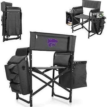 NCAA Kansas State Wildcats Fusion Camping Chair with Side Table and Soft Cooler - Beach Chair for Adults - Lawn Chair