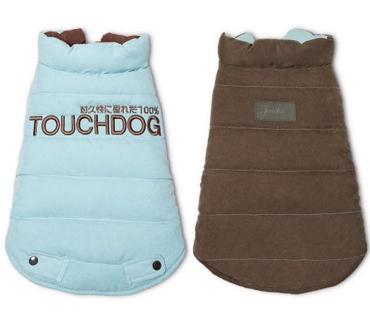 Picture of Touchdog JKTD9BRXS Waggin Swag Reversible Insulated Pet Coat- Extra Small - Blue &amp; Brown
