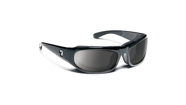 7eye 120553 Whirlwind Sharp View Polarized Gray Sunglasses, Glossy Black - Small & Large
