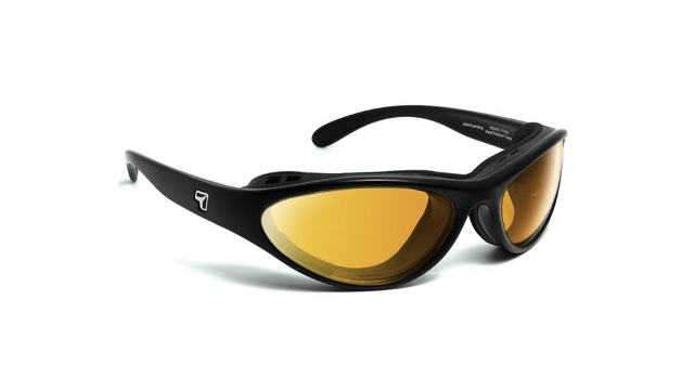 Picture of 7eye 150143 Viento Sharp View Yellow Sunglasses- Matte Black - Small & Large