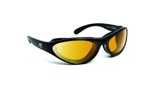 Picture of 7eye 150543 Viento Sharp View Yellow Sunglasses- Glossy Black - Small & Large