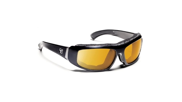 7eye 180543 Bali Sharp View Yellow Sunglasses- Glossy Black Frame - Medium & Large