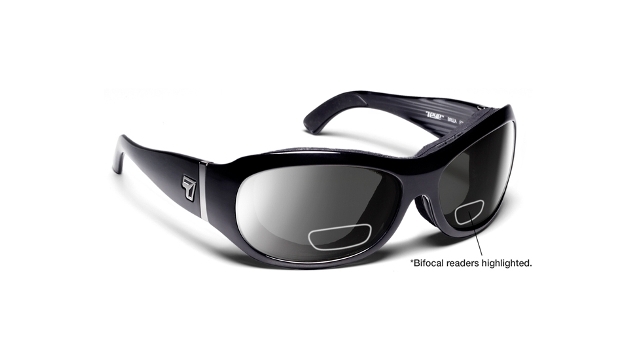 7eye 310541F Briza Sharp View Gray Plus 2.50 Reader Sunglasses- Glossy Black - Small & Large