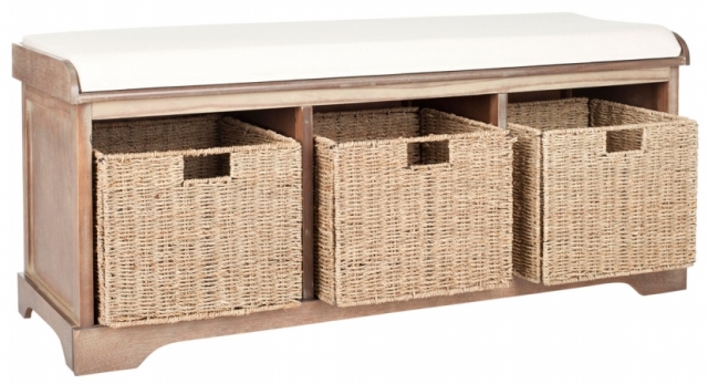 Picture of Safavieh AMH5733B Lonan Storage Bench- Grey Wash & White - 20 x 16 x 47 in.