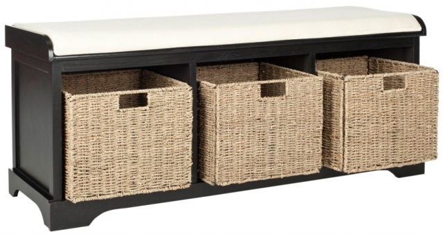 Picture of Safavieh AMH5733E Lonan Storage Bench- Black & White - 20 x 16 x 47 in.