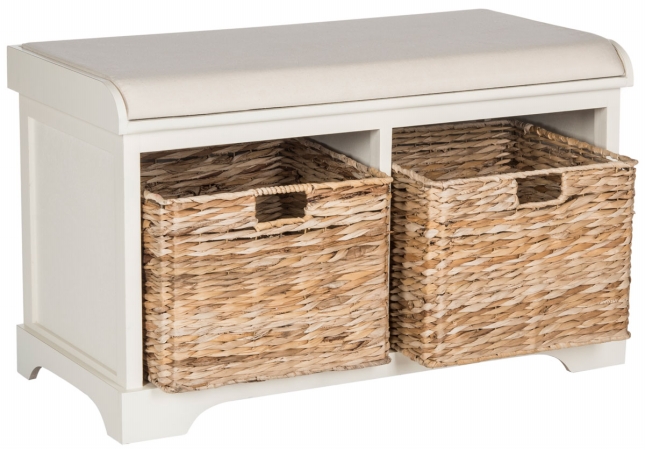 Picture of Safavieh AMH5736D Freddy Storage Bench- Distressed White - 19.9 x 16.1 x 33.5 in.