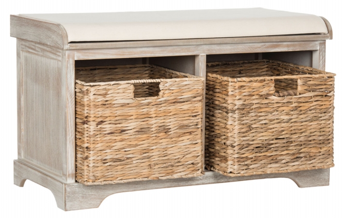 Picture of Safavieh AMH5736G Freddy Storage Bench- Winter Melody - 19.9 x 16.1 x 33.5 in.