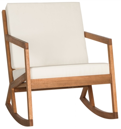 Picture of Safavieh PAT7013A Vernon Rocking Chair&#44; Teak Brown & Beige - 30.7 x 37.7 x 25.6 in.