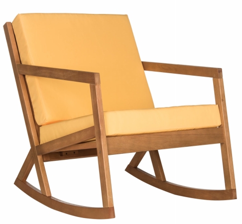 Picture of Safavieh PAT7013B Vernon Rocking Chair- Teak Brown & Yellow - 30.7 x 37.7 x 25.6 in.