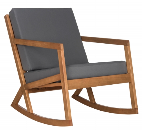 Picture of Safavieh PAT7013D Vernon Rocking Chair&#44; Teak Brown & Grey - 30.7 x 37.7 x 25.6 in.