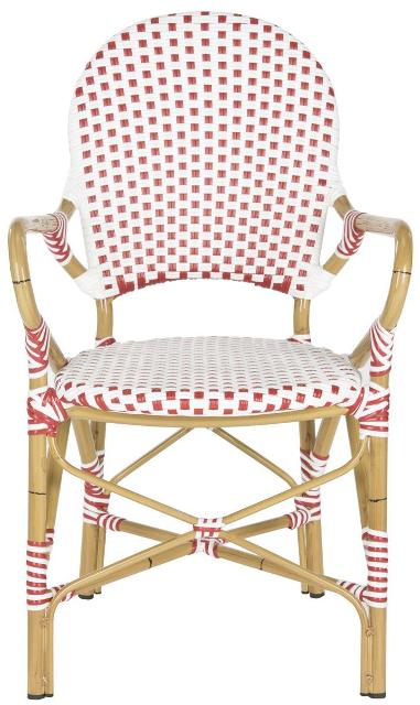 Picture of Safavieh FOX5209C-SET2 Hooper Indoor-Outdoor Stacking Arm Chair- Red&White - 35 x 21.6 x 20.8 in.
