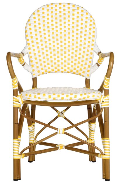 Picture of Safavieh FOX5209D-SET2 Hooper Indoor-Outdoor Stacking Arm Chair- Yellow&White - 35 x 21.6 x 20.8 in.