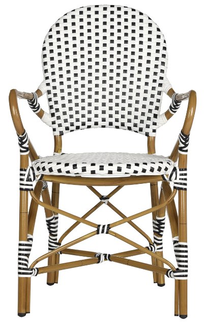 Picture of Safavieh FOX5209E-SET2 Hooper Indoor-Outdoor Stacking Arm Chair, Black&White - 35 x 21.6 x 20.8 in.