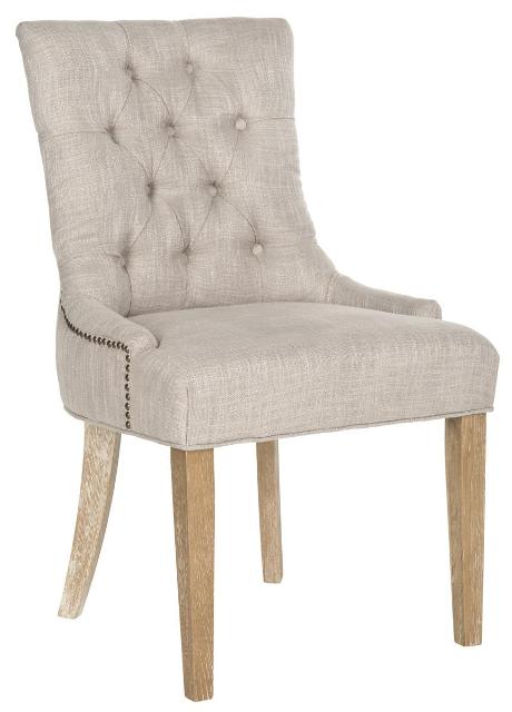 MCR4701L-SET2 Abby Grey Tufted Side Chairs - Brass Nail Heads, 36.4 x 23.8 x 22 in. - Set of 2 -  Safavieh