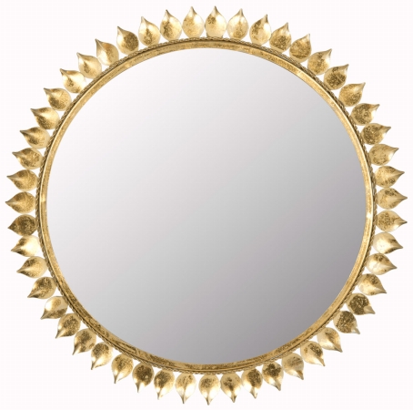 Picture of Safavieh MIR4025A Leaf Crown Sunburst Mirror- Antique Gold - 27 x 1.5 x 27 in.