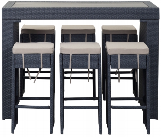 PAT2502A Sanders Outdoor Bar Set- Titanium & Sand -  Safavieh