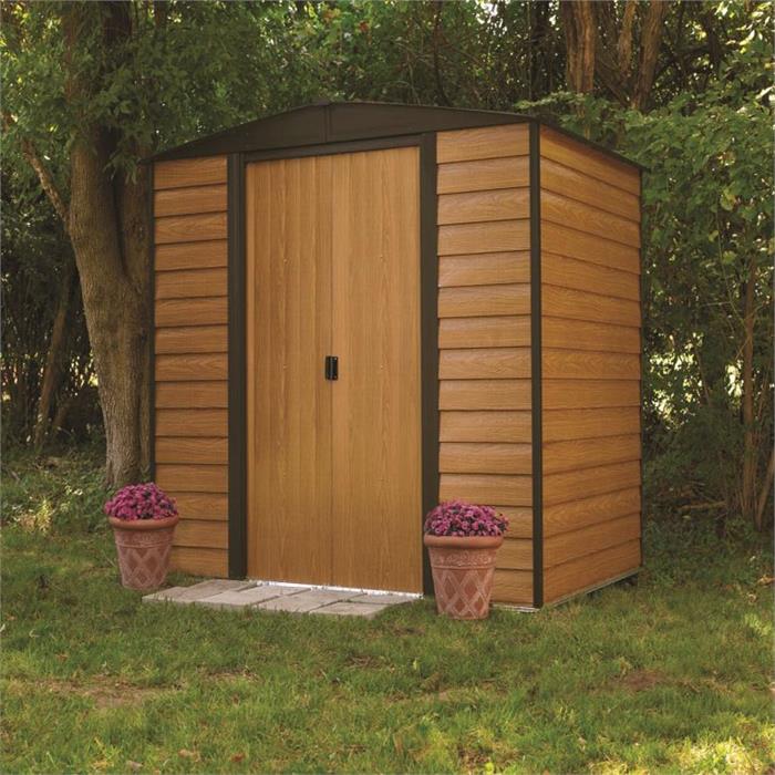 10 x 6 ft. Electro Galvanized Arrow Shed- Coffee & Woodgrain -  Shelter Logic, SH774934