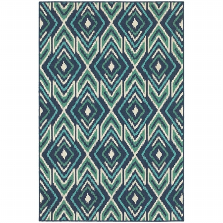 Oriental Weavers Meridian 2209B 8' Round  Round - Navy/ Green-Polypropylene