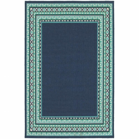 Oriental Weavers Meridian 9650B 8' Round  Round - Navy/ Green-Polypropylene