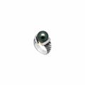 Fine Jewelry Vault UBRT6TT14DAKBL08-101RS6 Cultured Black Akoya Pearl & Diamond Rope Ring 14K Two Tone Gold, 0.50 CT Fine Jewelry Vault UBRT6TT14DAKBL08-101RS6 Cultured Black Akoya Pearl & Diamond Rope Ring 14K Two Tone Gold, 0.50 CT