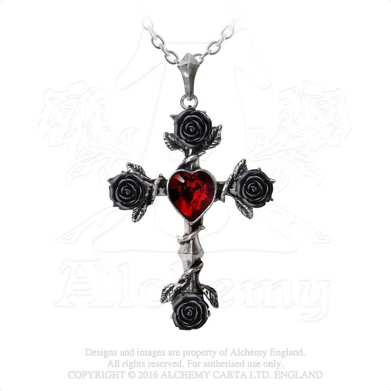 Picture of Alchemy of England P758 Black Rosifix Necklace