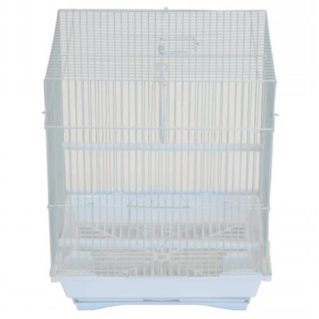 YML Group A1324MWHT 13.3 x 10.8 x 16.5 in. Flat Top Medium Parakeet Cage  White