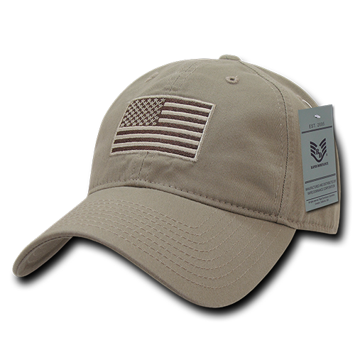 Tonal Flag Relaxed Graphic Cap, Khaki