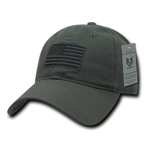 Tonal Flag Relaxed Graphic Cap, Olive