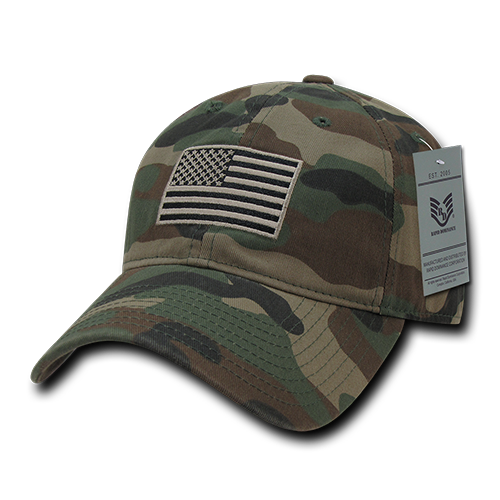 Tonal Flag Relaxed Graphic Cap, Woodland Camouflage