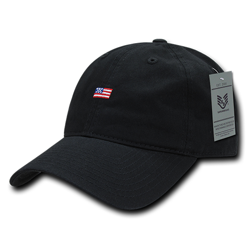 A03-USA2-BLK Small USA Flag Relaxed Graphic Cap, Black