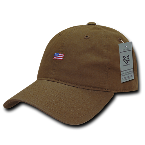 A03-USA2-COY Small USA Flag Relaxed Graphic Cap, Coyote