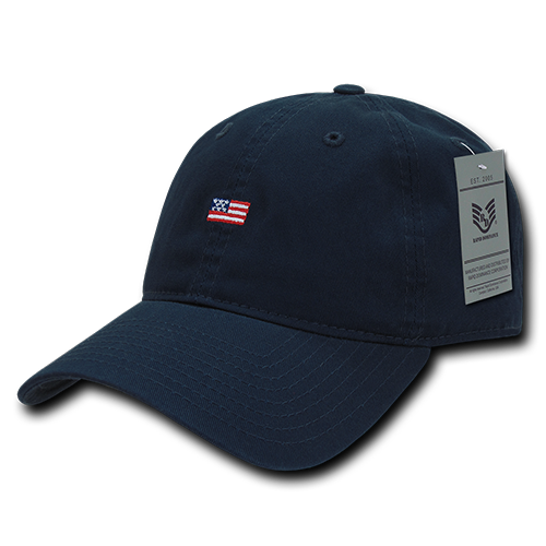 A03-USA2-NVY Small USA Flag Relaxed Graphic Cap, Navy