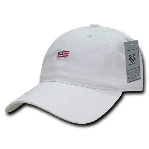A03-USA2-WHT Small USA Flag Relaxed Graphic Cap, White