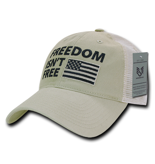 A05-FIF-STN Freedom Relaxed Trucker USA Cap, Stone