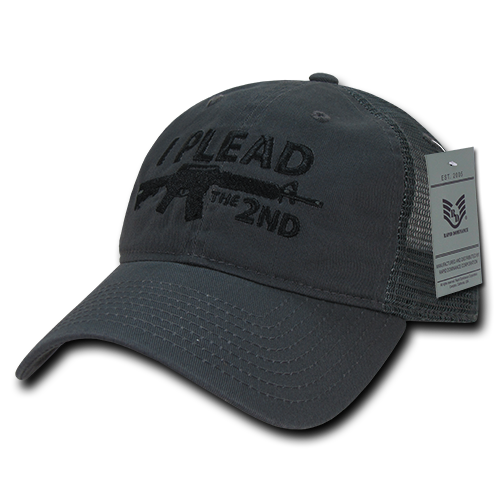 A05-IP2-DGY I Plead 2n Relaxed Trucker USA Cap, Dark Gary
