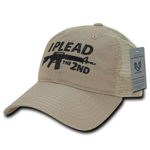 A05-IP2-KHA I Plead 2n Relaxed Trucker USA Cap, Khaki