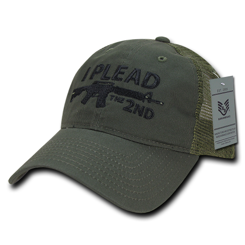 A05-IP2-OLV I Plead 2n Relaxed Trucker USA Cap, Olive